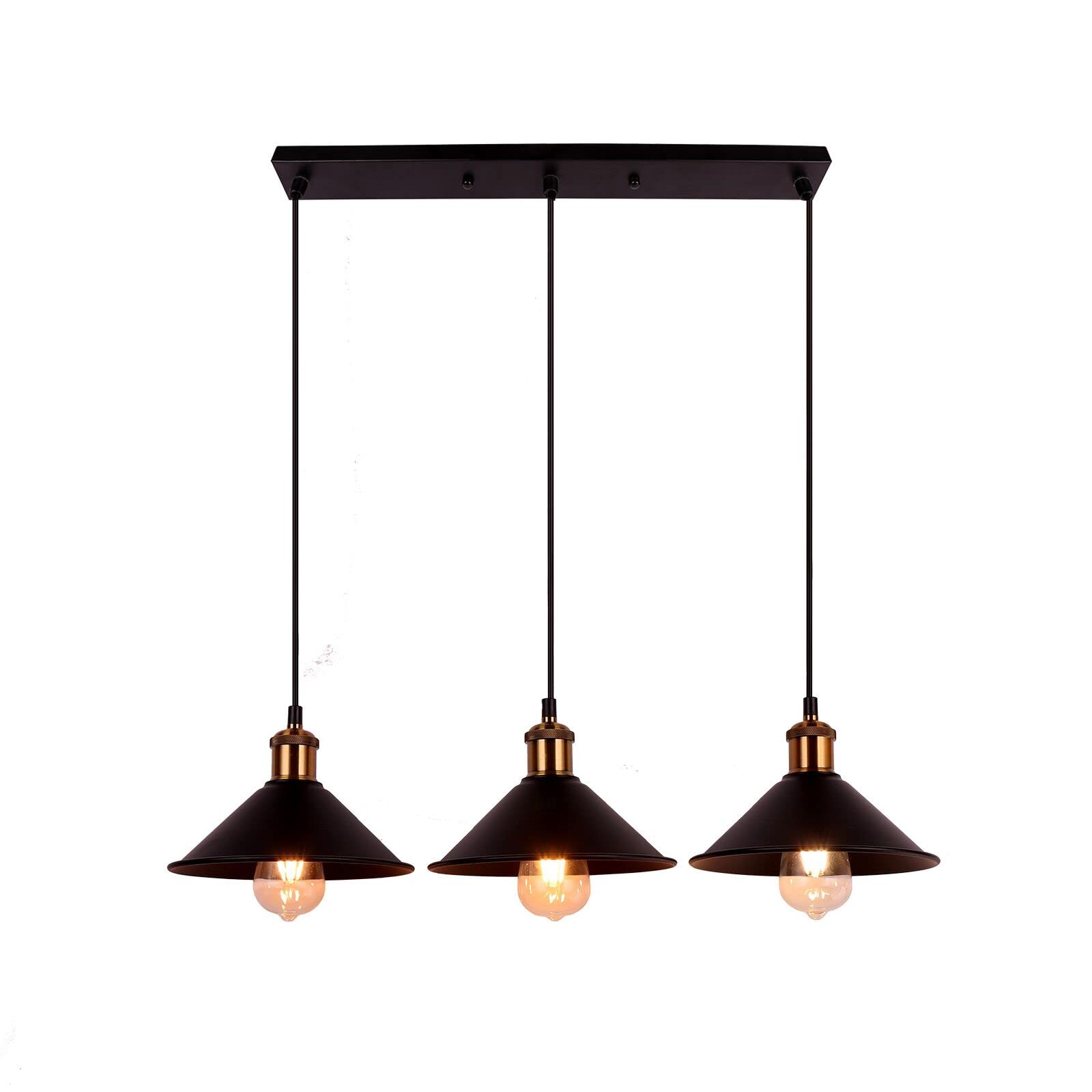 Industrial Pendant Light Black Adjustable Metal Vintage Hanging Industry Loft Retro Pendant Lights Fixtures E26 for Home Kitchens Island Bar Lights Dining Room