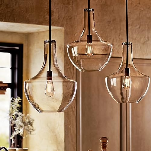 19.75" Kitchen Bell Pendant in Olde Bronze®, 1-Light Clear Glass Pendant Light, (19.75" H x 13.75" W), 42046OZ