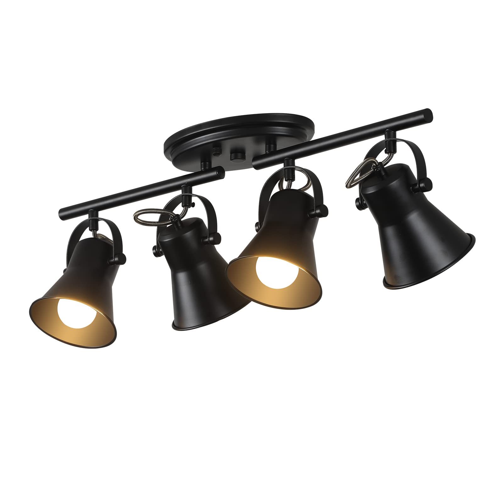 4-Light Track Lighting Kit, Directional Ceiling Light, Industrial Black Kitchen Track Lighting Fixtures Ceiling for Kitchen, Living Room, Dining Room, Hallway.