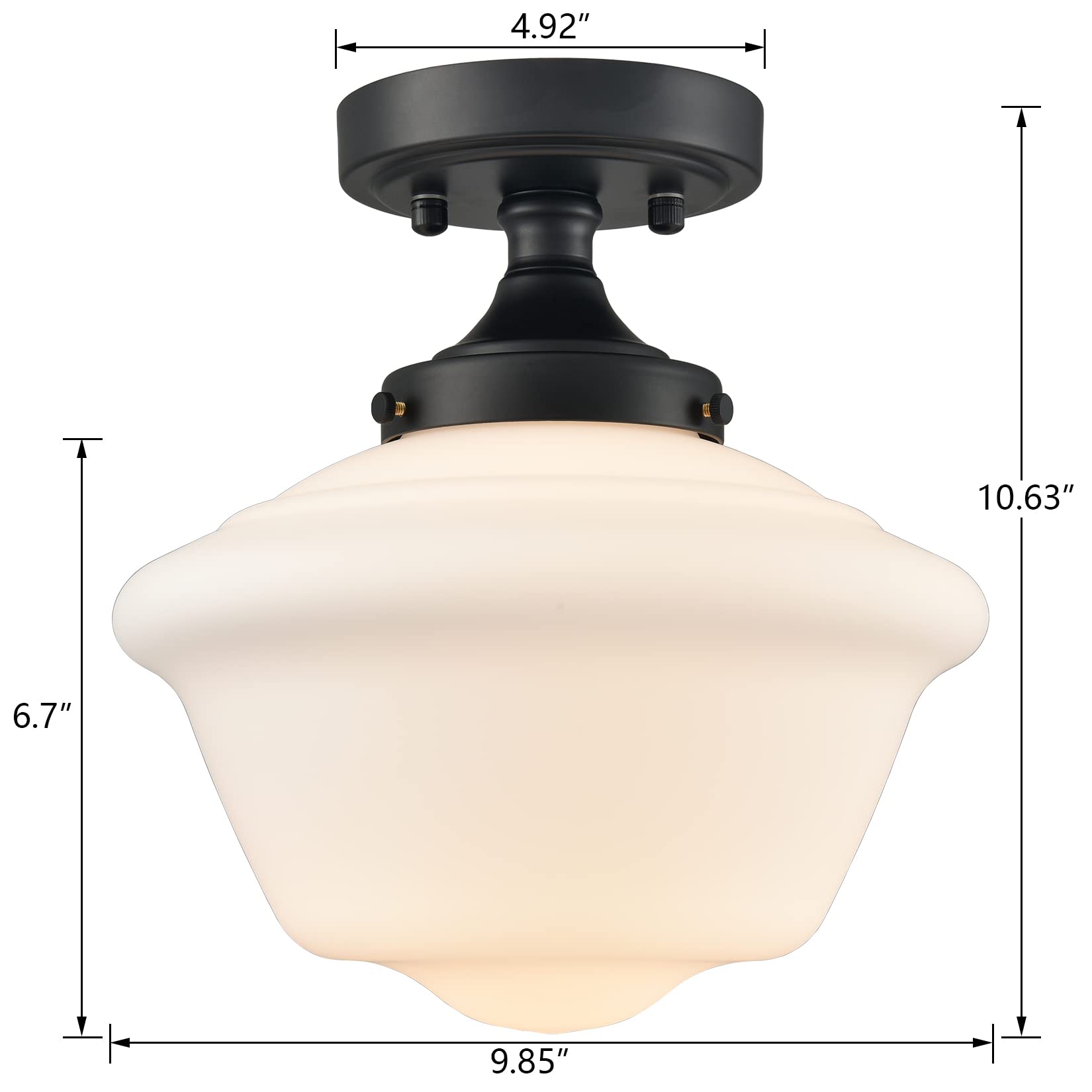 Gold Semi Flush Mount Ceiling Light Modern Schoolhouse Ceiling Light Fixture Milk Glass Flush Mount Ceiling Light for Hallway Bedroom Kitchen Living Room, 10 Inches