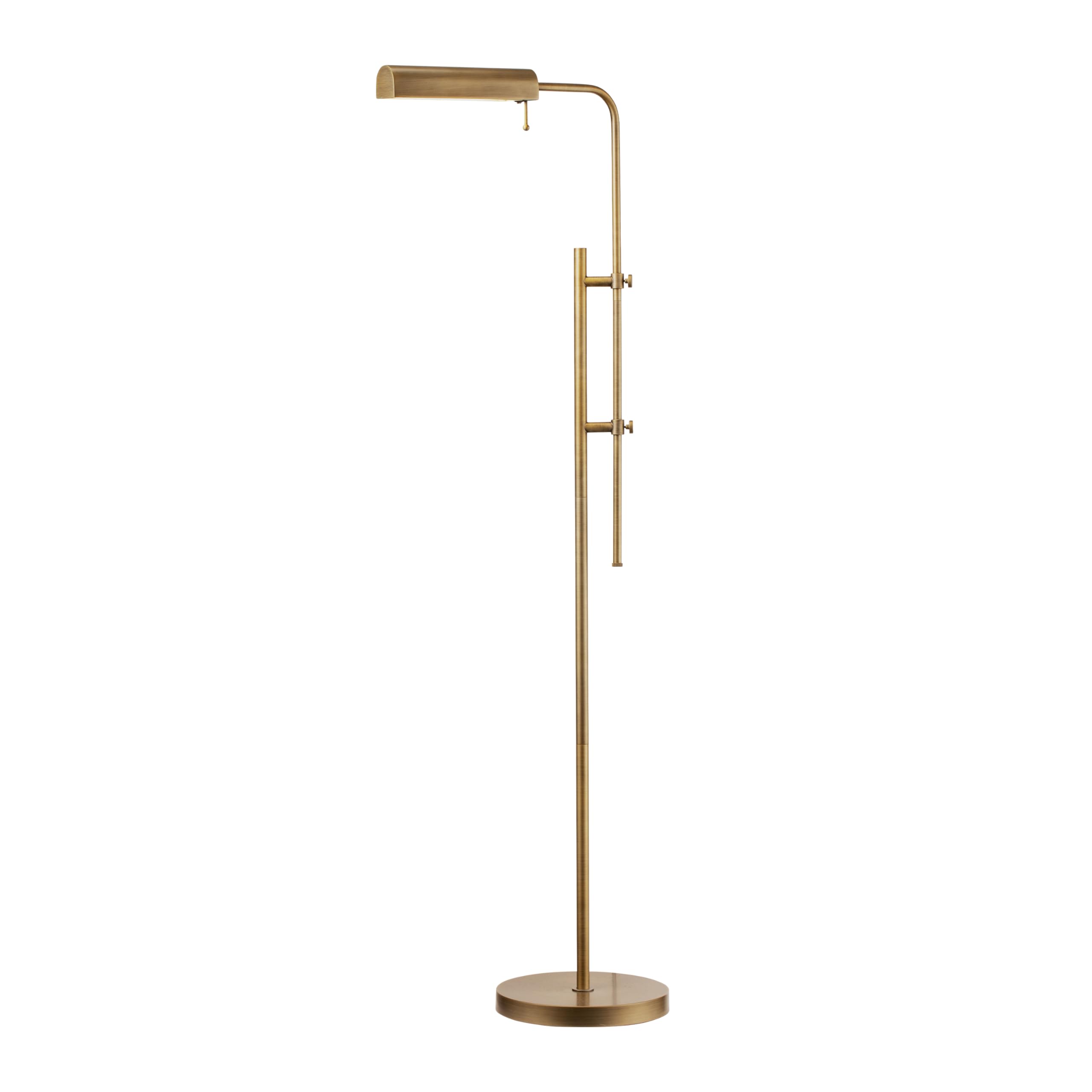 Cedric Adjustable Pharmacy Floor Lamp - Industrial Design for Reading, Crafting, Work - 10W LED, Height 45-61 inches - Ideal for Living Room, Bedside, Office - Antique Nickel