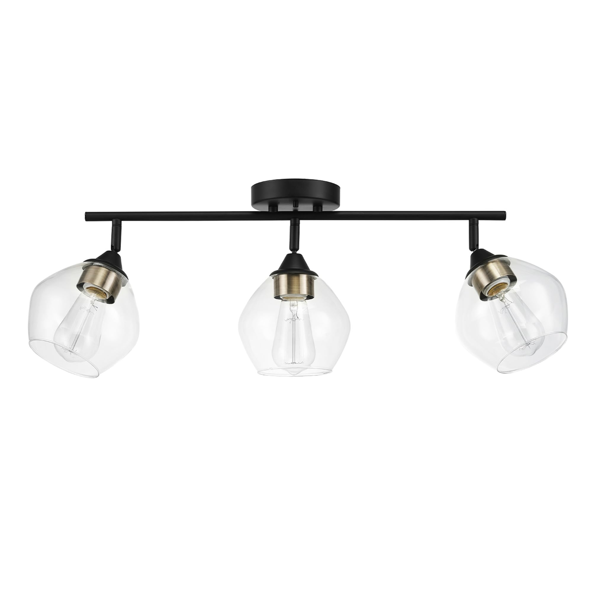 3-Light Track Lighting, Brushed Nickel, Clear Glass Shades, Silver, Bulb Not Included