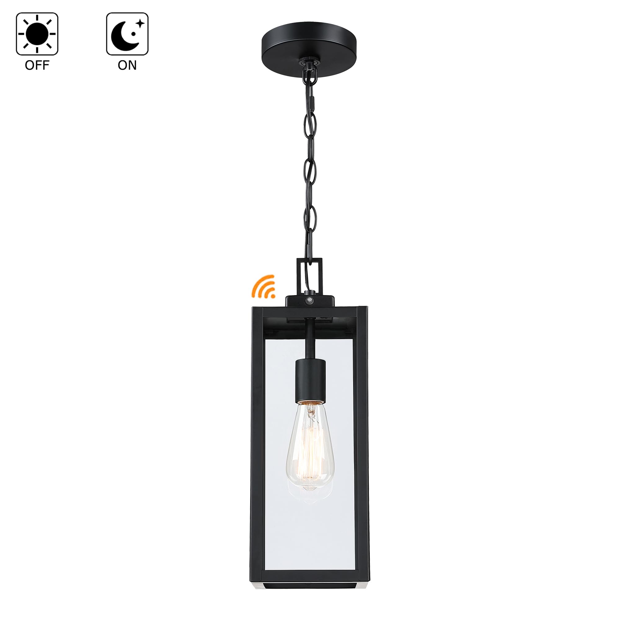 17 Inch Outdoor Pendant Light,Front Porch Outdoor Pendant Light,Metal and Glass Outdoor Hanging Light Ceiling Mount Exterior Hanging Lantern for Front Porch Ceiling Light, E26