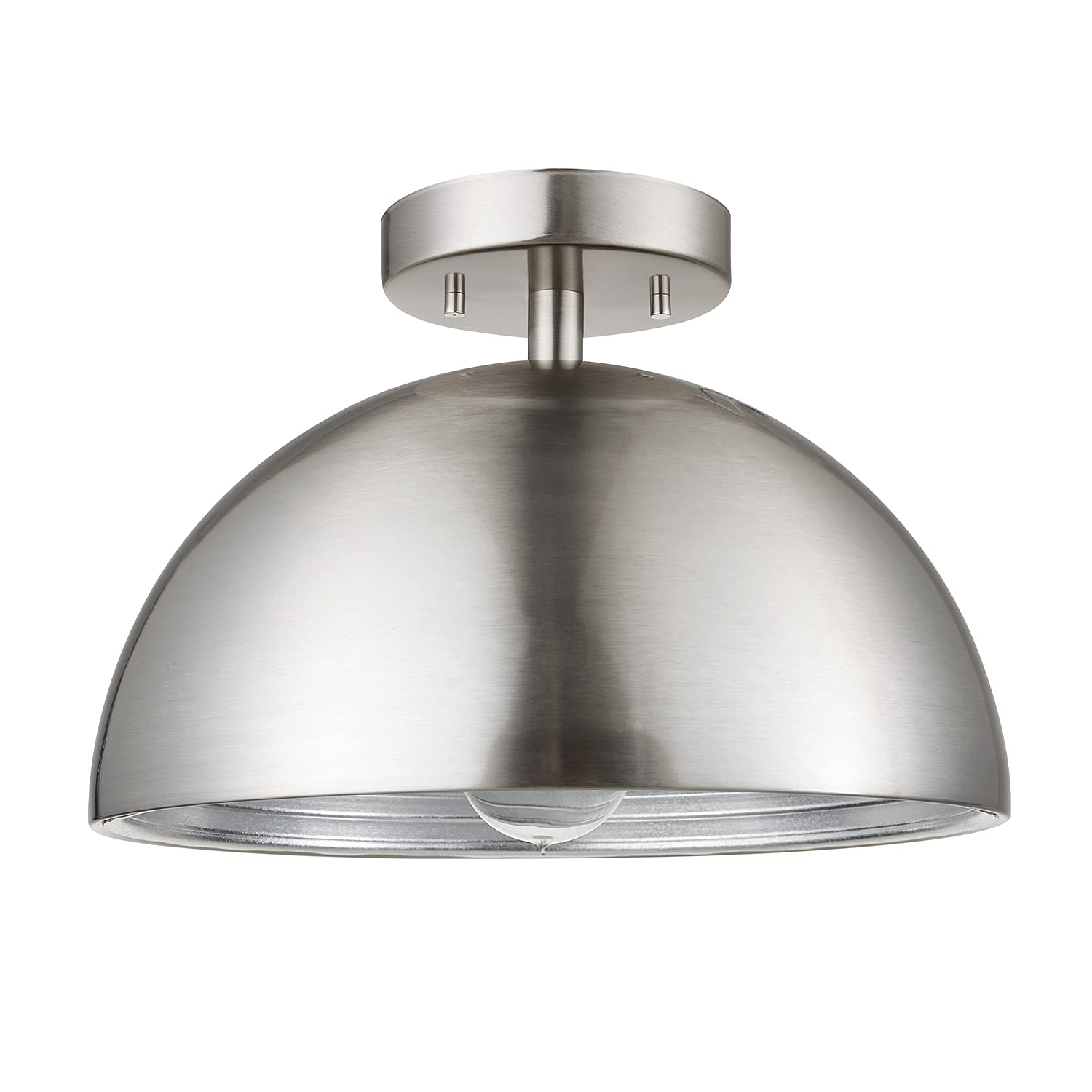 1-Light Semi-Flush Mount Ceiling Light, Matte Black, Matte Brass Accents, Bulb Not Included