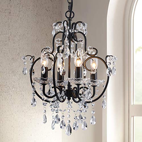 5-Lights Crystal Chandelier in Farmhouse Chandelier Style,K9 Crystal Pendant Light Rustic Chandelier for Bedroom,Dining Room,Living Room,H24 x D23,Chain Adjustable