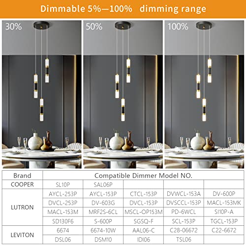 2-Light Modern Kitchen Island Dimmable LED Modern Black Gold Mini Pendant Light, Bedroom Bedside Table Black Small Pendant Light