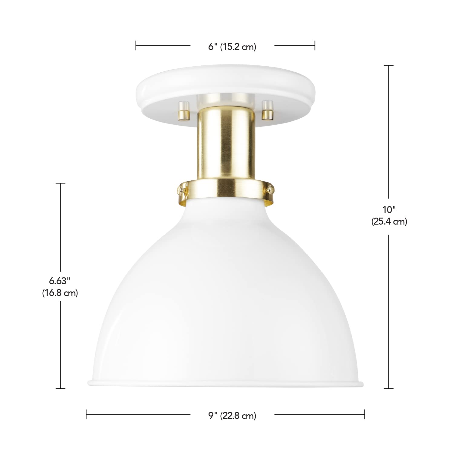 1-Light Semi-Flush Mount Ceiling Light, Matte Black, Matte Brass Accents, Bulb Not Included