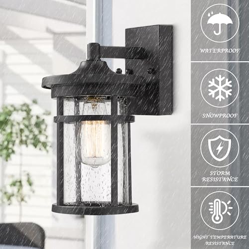 Outdoor Wall Sconces, Exterior Wall Lantern, Outdoor Wall Lighting Fixture, Outdoor Wall Mounted Lights, Outdoor Wall Lights for Patio, Porch, Garden,Balcony (Black, 12" H)