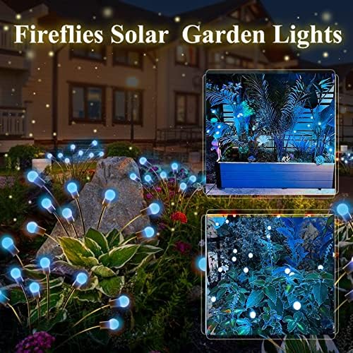 6-Pack Solar Garden Lights, 48 LED Firefly Lights Solar Outdoor (Sway by Wind), Waterproof Swaying Solar Lights for Outside Fairy Garden Decor Yard Patio Pathway Landscape Decorations (Warm White)