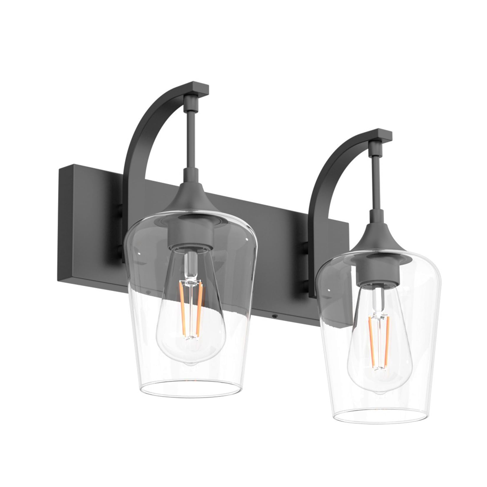 Matte Black Bathroom Vanity Light 4-Lights Industrial Black Vanity Lights Clear Glass Vintage Edison Matte Black Wall Mount Light Fixtures for Bathroom