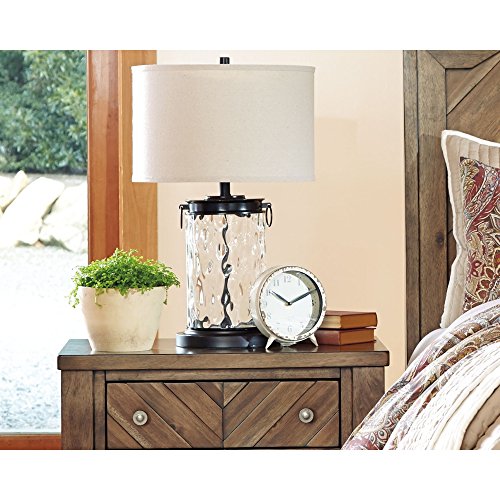 Modern 25.25" Glass Table Lamp with Hardback Shade, Clear