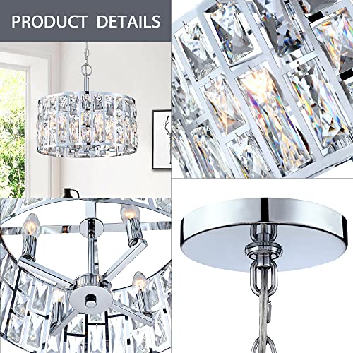 MEXO Farmhouse Crystal Round Semi Flush Mount Close to Ceiling Light Fixture, Drum Shade 3LT Ceiling Lamp for Kitchen Island Dinning Room Bedroom, Hallway Black Finish