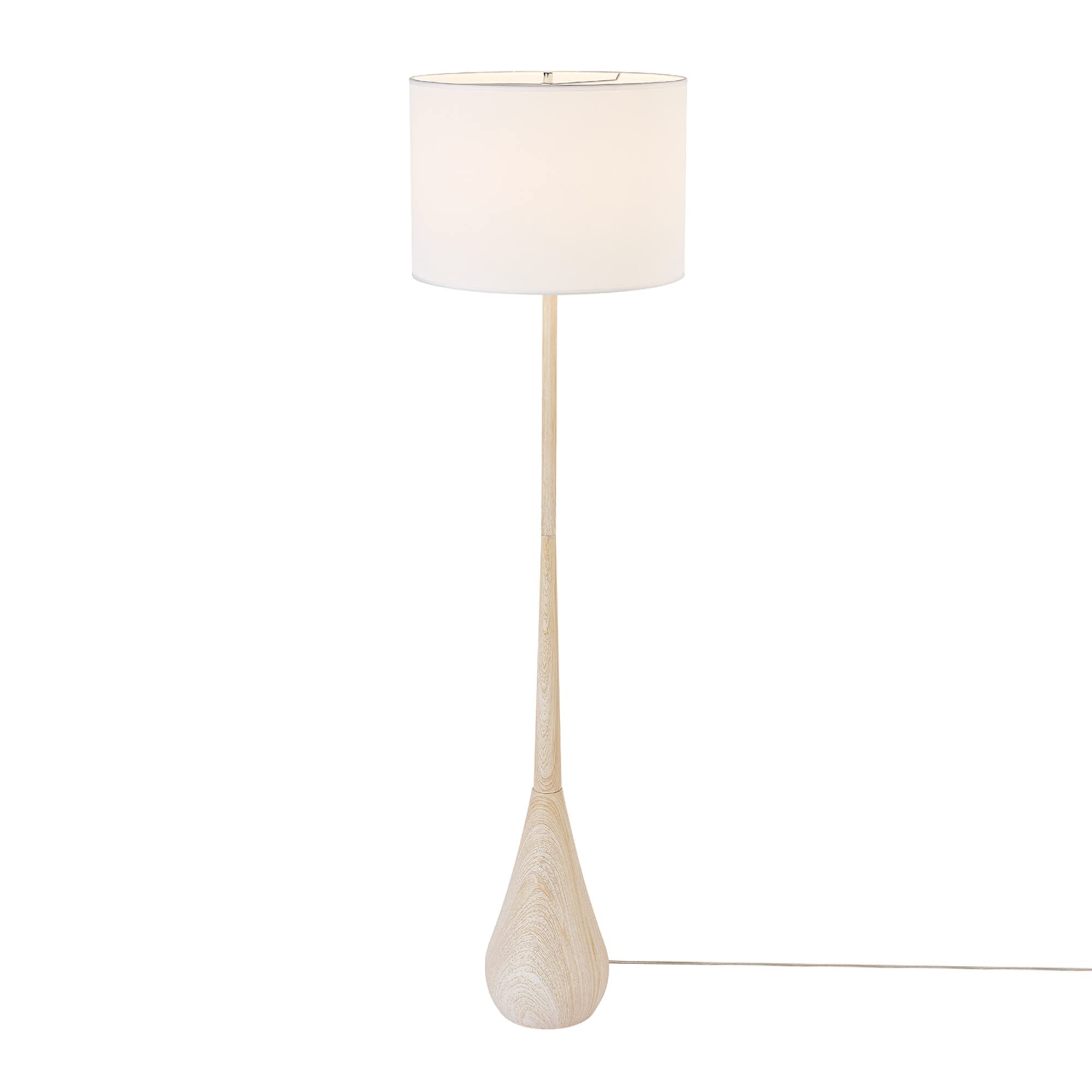 65" Floor Lamp, Faux Wood, Cotton Shade