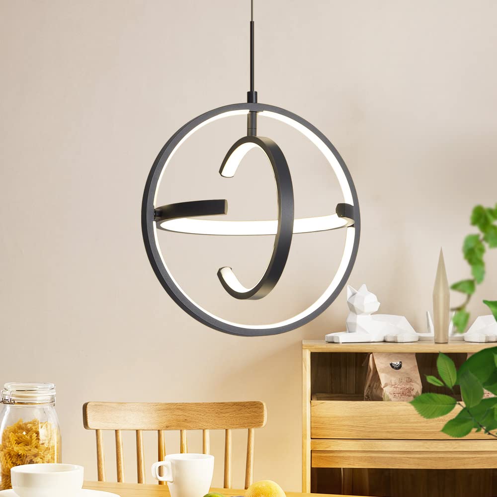 Modern LED Chandelier Dimmable 2 Ring Gold Pendant Light Acrylic 34W 4000K Height-Adjustable Modern Chandelier for Dining Room Living Room Bedroom Kitchen Island Foyer Stairway