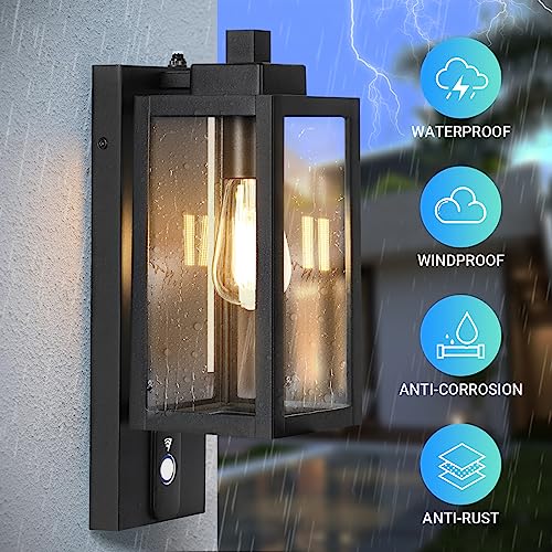 Outdoor Porch Lights Fixtures Wall Mount, Dusk to Dawn Outdoor Lighting Fixtures for House, Sensor Exterior Wall Lights, Waterproof Sconce Outside Lamp, Anti Rust Wall Lantern for Garage