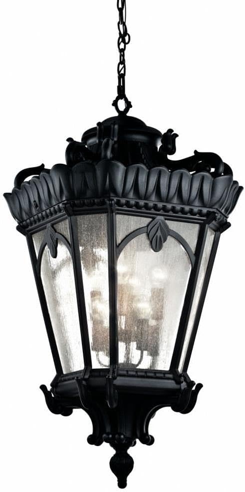 3 Light Outdoor Pendant Light with Clear Seeded Glass in Londonderry