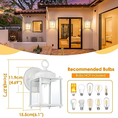 Outdoor Wall Lantern, Exterior Waterproof Wall Sconce Light Fixtures, Black Front Door Wall Lighting with Clear Beveled Glass Shade, 2 Pack