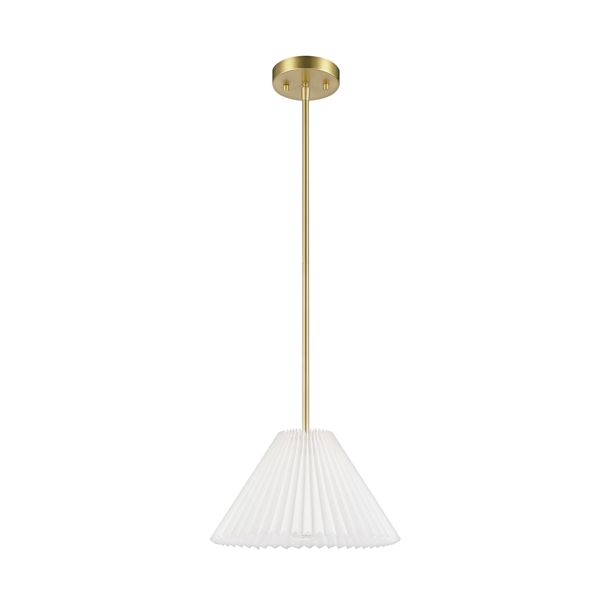 1-Light Pendant Lighting, Matte Brass, Frosted Ribbed Glass Shade, Bulb Not Included