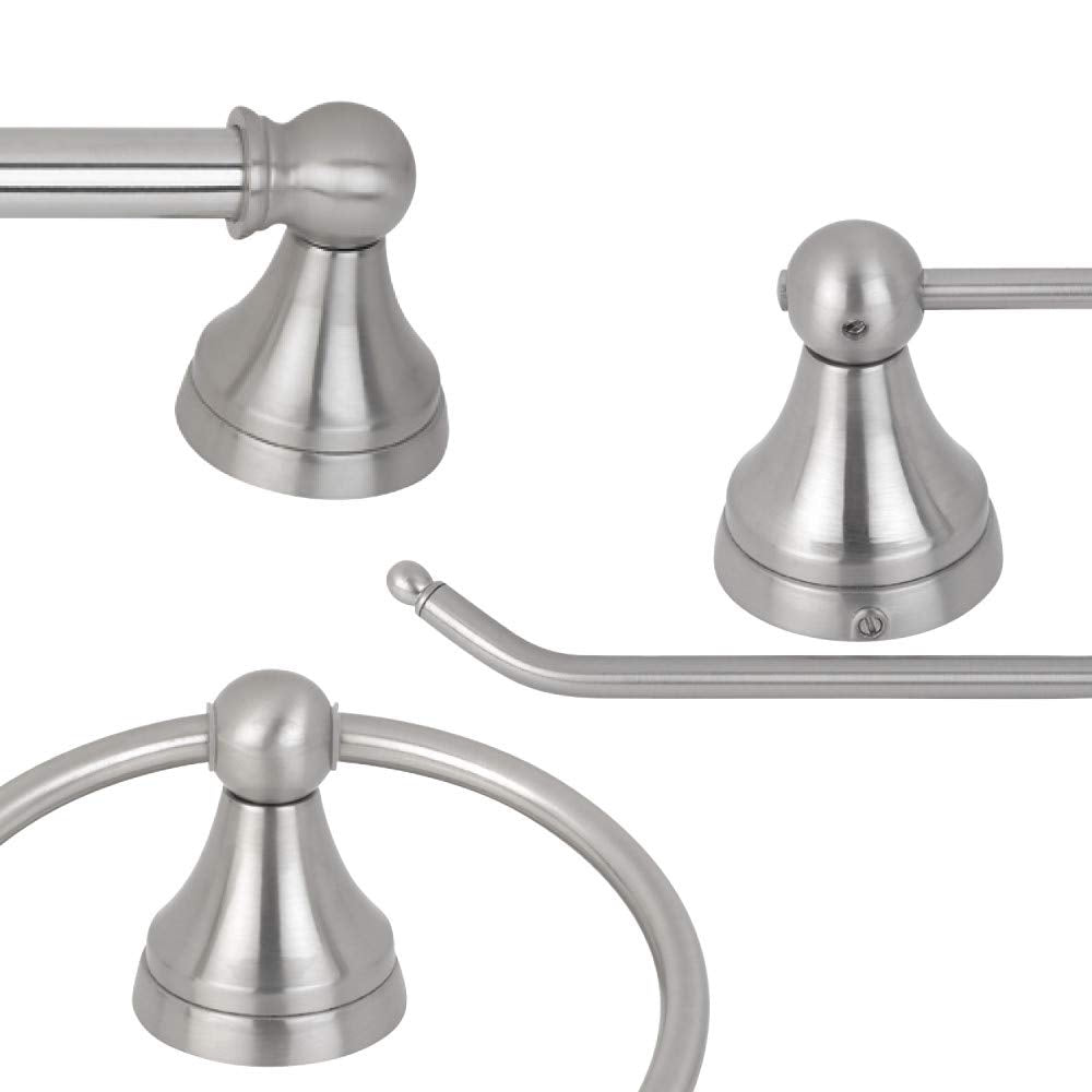 3-Light Vanity All-in-One Bathroom Set, 5 Piece Brushed Steel Finish, 70, Bulb Not Included