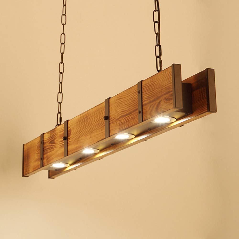 TFCFL 6 Lights Industrial Vintage Hanging Pendant Light Wooden Chandelier Ceiling Light Retro Wooden Light Suspension Lighting Fixture Retro Loft Lantern Chandelier Lights Handmade Lighting Products