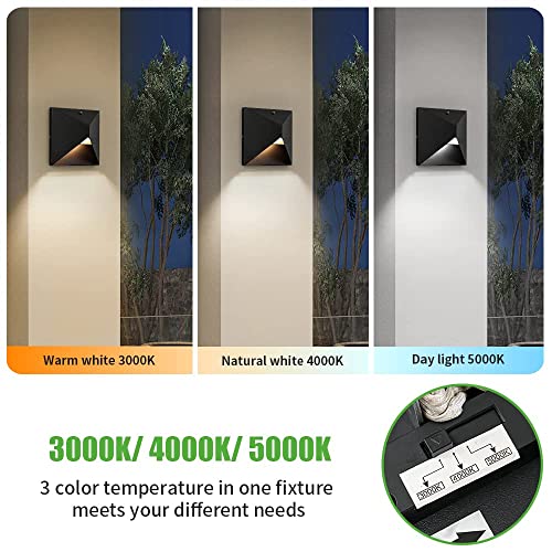 Outdoor Wall Sconce LED Outdoor Wall Lights, 8W Porch Lights Outdoor 3000K/4000K/5000K, Modern Exterior Light Wall Mount for Entryway, Doorway