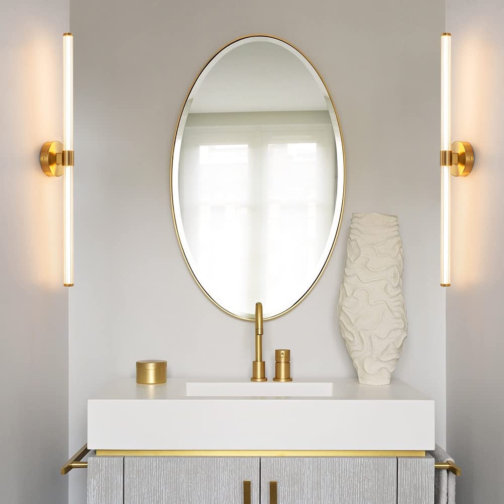 LED Bathroom Light Fixtures Gold Bathroom Vanity Lights Over Mirror 360° Full Lighting Dimmable LED 22 inch Vanity Light Bar Modern Wall Sconce Warm Light for Bedroom Living Room