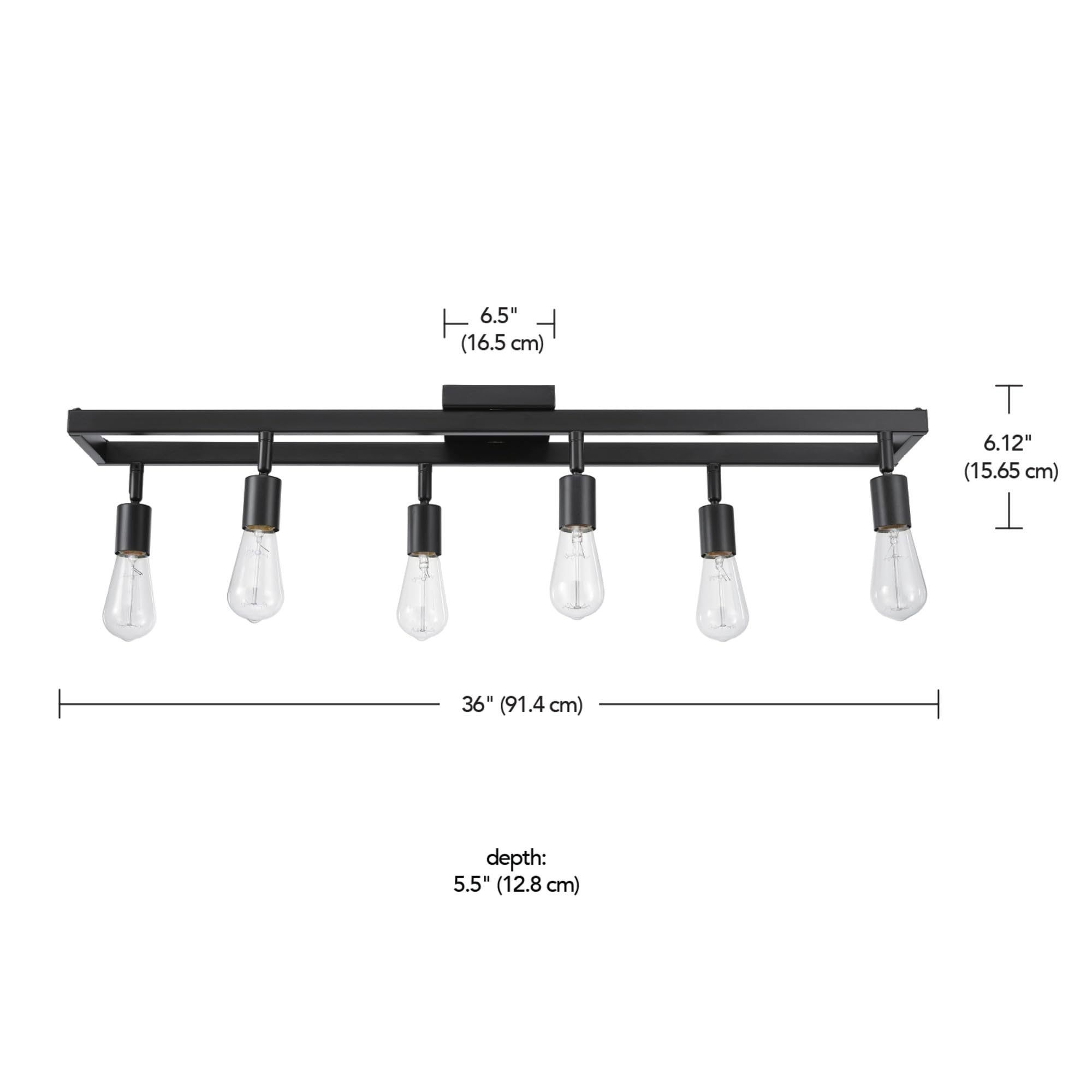 6-Light Track Lighting, Matte Black, Bulb Not Included