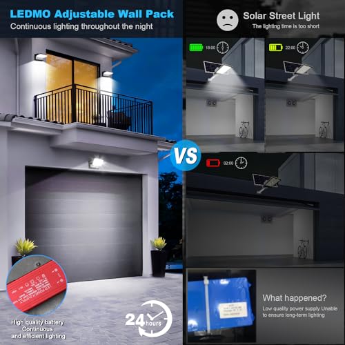 LEDMO Outdoor Wall Lights 40W Adjustable 360 Degree Head Waterporof 5000K Cut Off Wall Pack Black Modern Front Door Porch Light Garage Security Lights