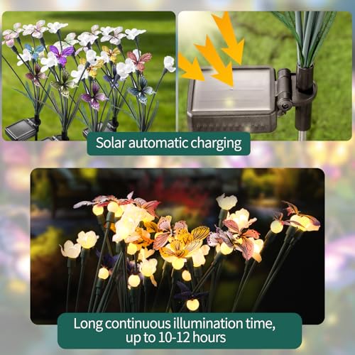 Solar Garden Lights, Solar Lights Outdoor Garden, Garden Lights Solar Powered, Decor for Garden, Yard, Patio, Pathway, IP65 Waterproof, Solar Butterfly Lights Outdoor (2 Pack)