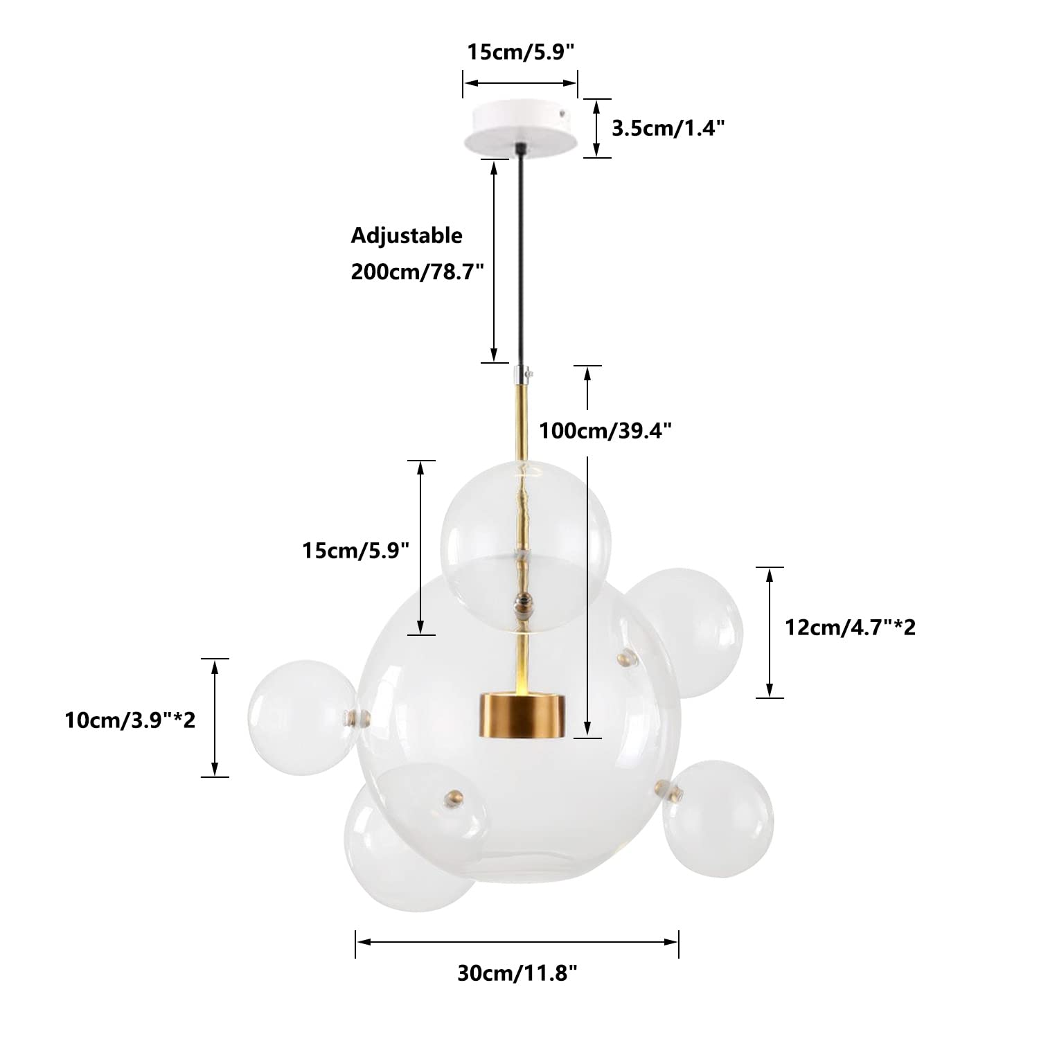 Modern Sputnik Chandeliers 6 Light Bubble Chandelier Lighting Clear Glass Globe Chandelier Mid Century Large Sputnik Ceiling Light Fixture for Kitchen Island Living Room