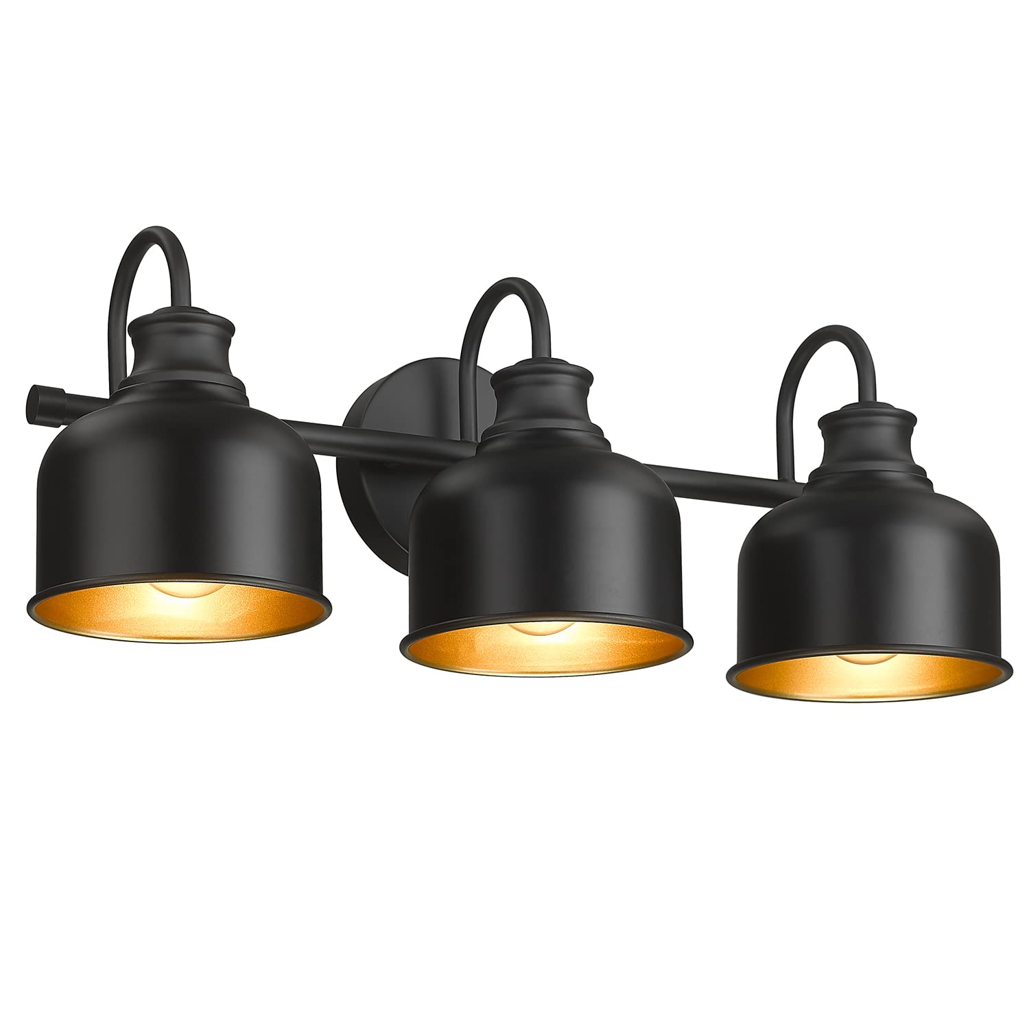 Bathroom 3-Light Vanity Fixture Farmhouse Wall Sconce Barn Lights with Matte Black Metal Shade Exterior Wall Lighting Fixture Industrial Wall Lights for Bedroom,Kitchen, Living Room,Hallway