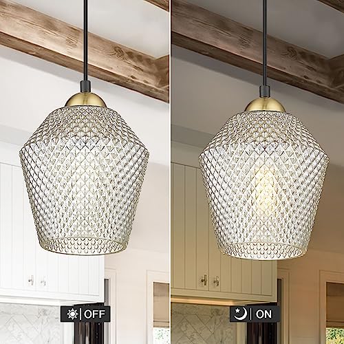 3-Light Hanging Pendant Lights, 7inch Modern Cognac Glass Shade Adjustable Height Pendant Light Fixture， E26 Base Pendant Light for Kitchen Island Living Room Hallway Lighting