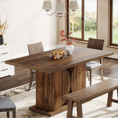 طاولة طعام لويزا | طاولة مطبخ مستطيلة من خشب المزرعة تتسع لـ 4-6 أشخاص