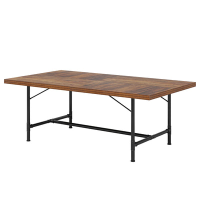 Mesa de comedor industrial Loin de 70,8 pulgadas, mesa de cocina para 6-8 personas, base de metal negro de madera