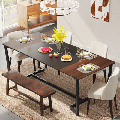 طاولة طعام كلينتون الخشبية | طاولة مطبخ مستطيلة لغرفة الطعام تتسع لـ 6 أشخاص
