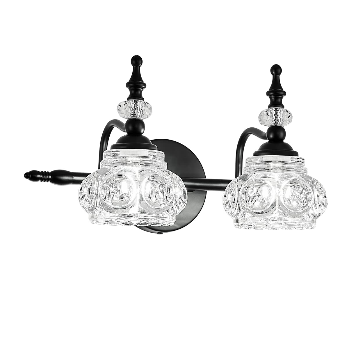 Industrial 1-Light Bathroom Vanity Light Fixture, Black Wall Source with Glass Shade, Rust-Proof and Durable, Using G9 Bulbs for Bedroom, Bathroom, Living Room