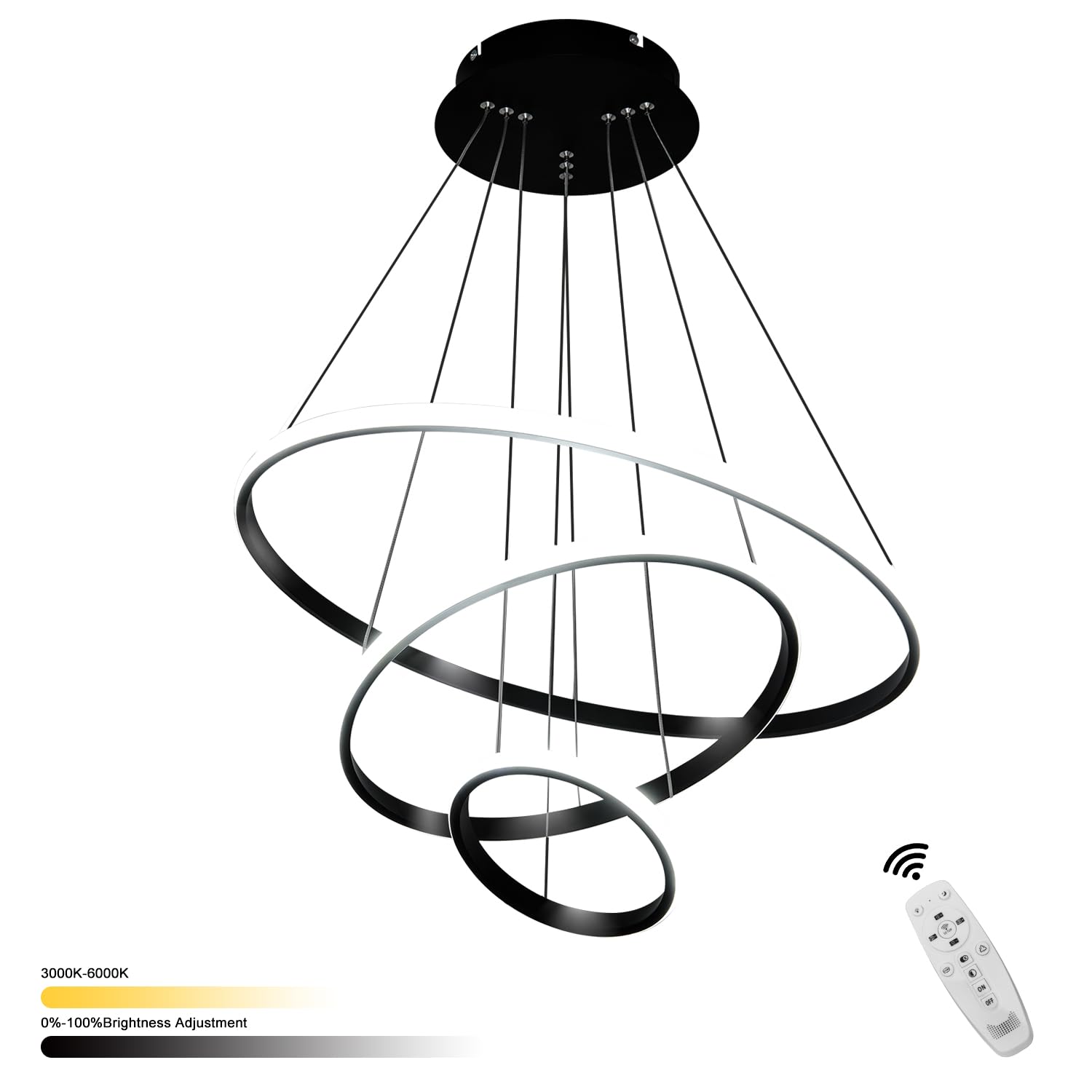 Dimmable Modern LED Chandelier for Kitchen Island Round Pendant Light, Flush Mount Modern Simple Irregular Ring Pendant Light Fixture for Bedroom, Living Room, Dining Room, 4000K(15W)…