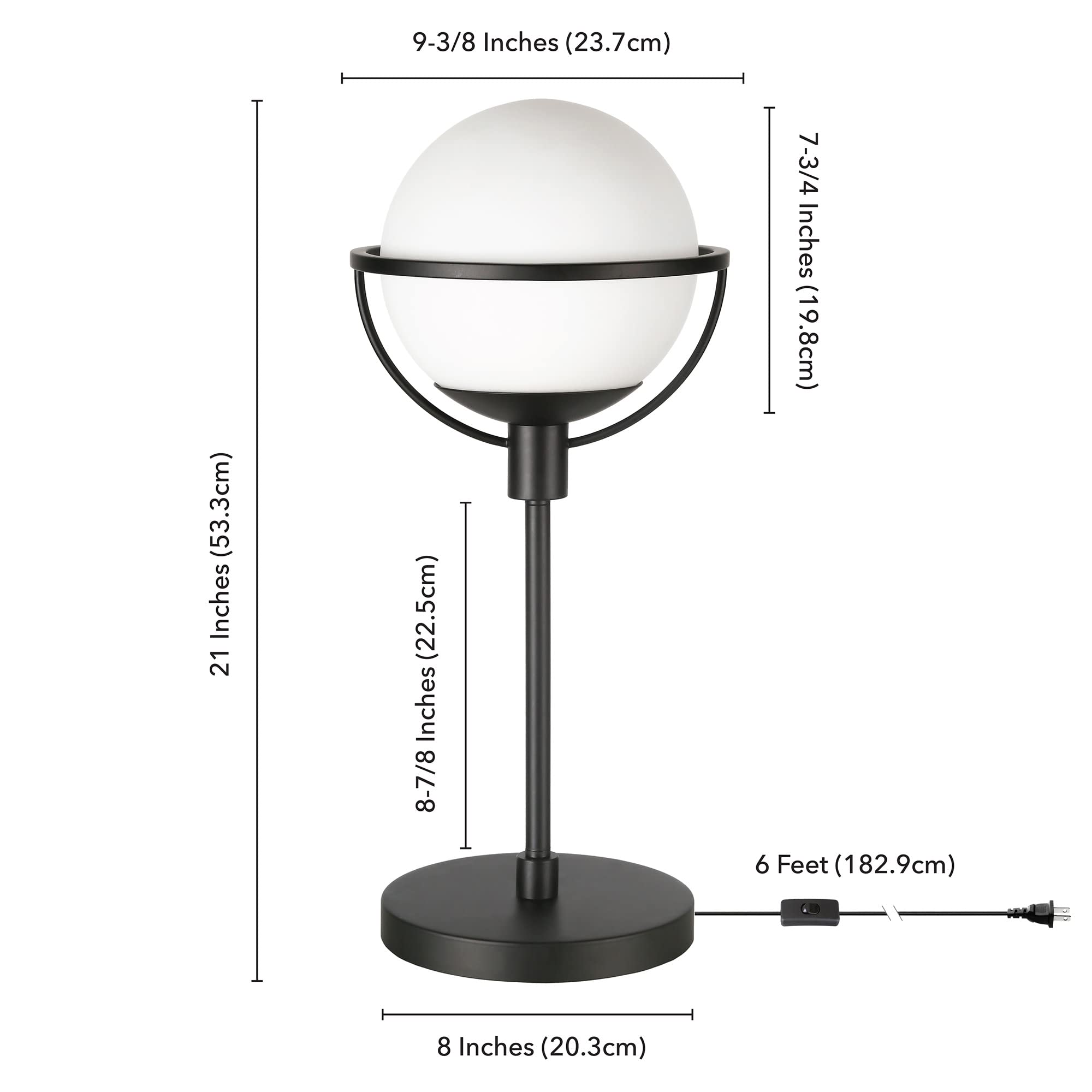 Cieonna Globe & Stem Floor Lamp with Glass Shade in Brass/White, 68" Tall