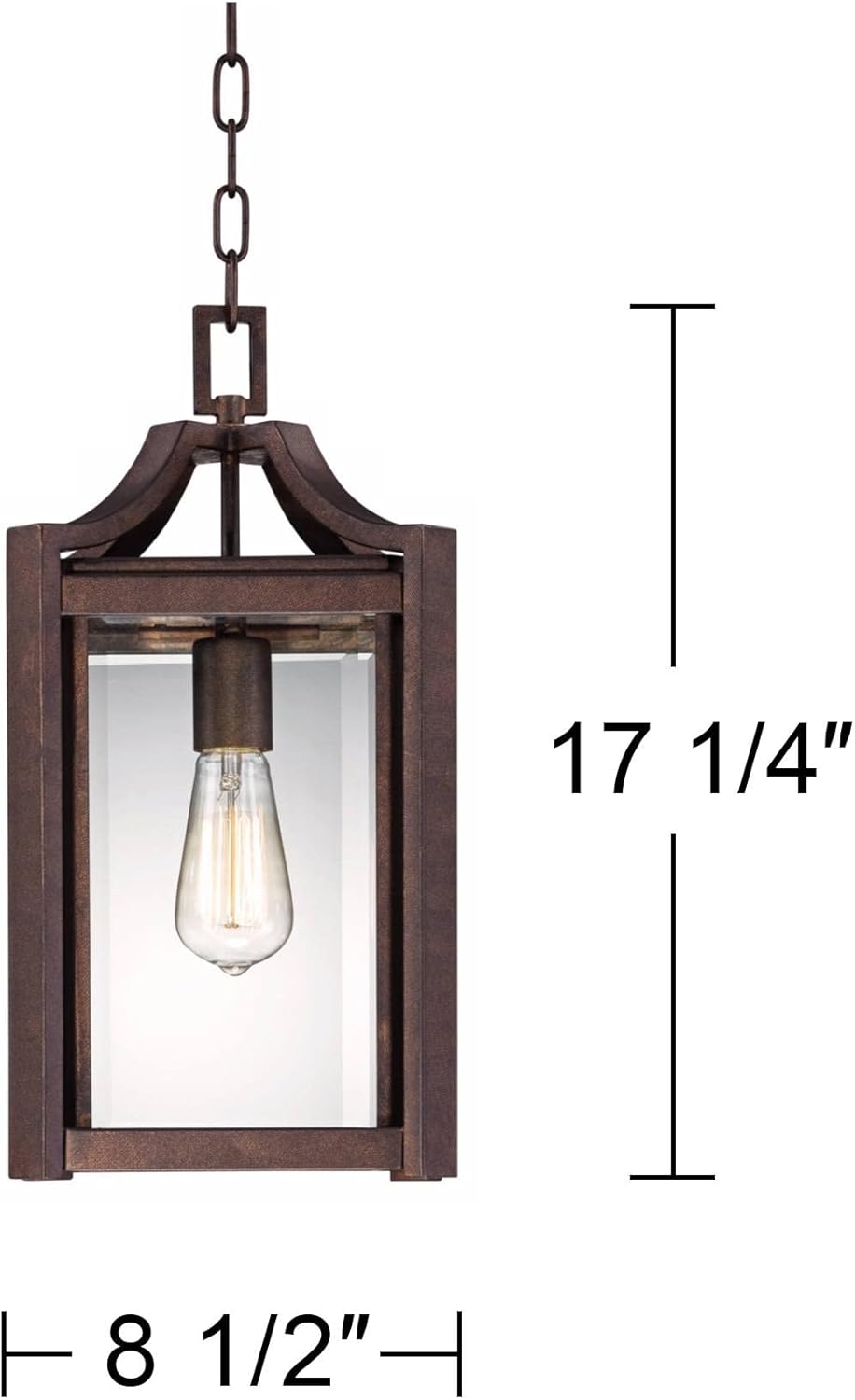 Modern Farmhouse Rustic Outdoor Ceiling Light Hanging Rustic Bronze 17" Clear Glass Damp Rated for Exterior House Porch Patio Outside Deck Garage Front Door Home Roof