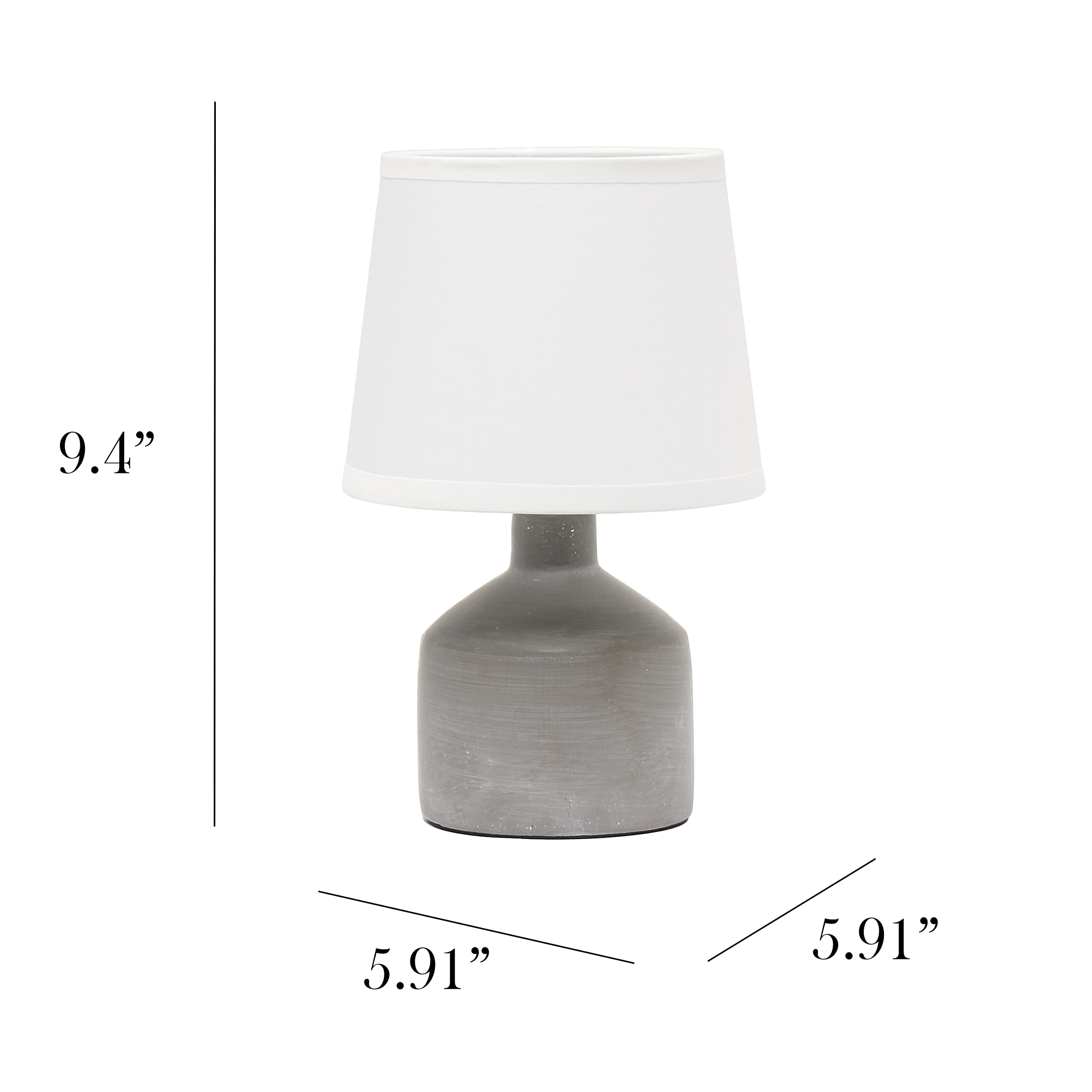 Simple Designs LT2080-GRY Mini Bocksbeutal Concrete Table Lamp, Gray