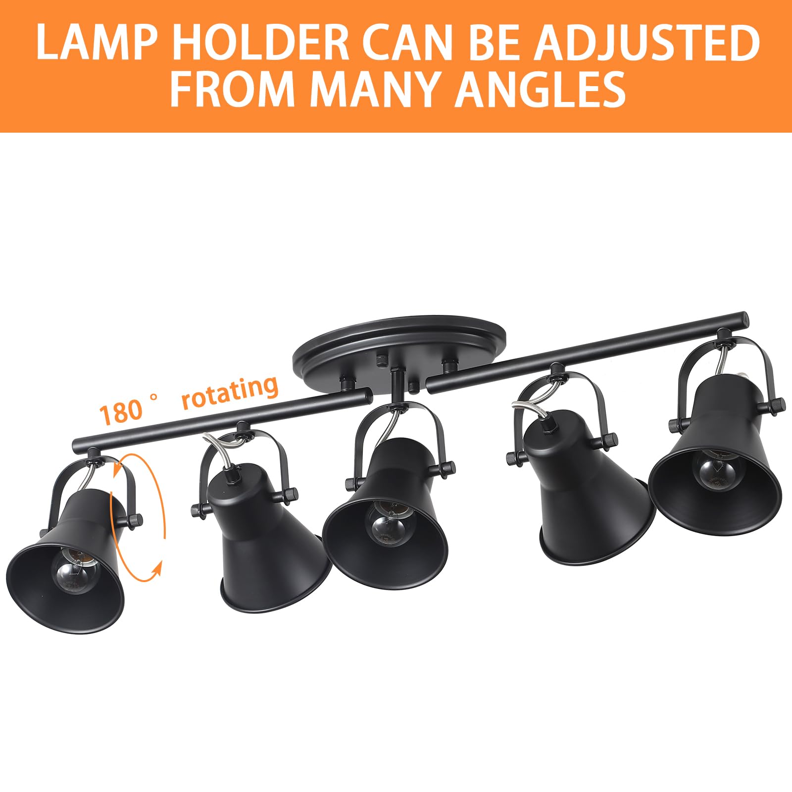 3-Light Track Lighting Kit,Black Semi Flush Mount Ceiling Light with 3 Rotatable Light Heads,Industrial Accent Lighting for Livingroom,Bathroom,Hallway,Art Wall,Bathroom,Kitchen.(3-Light)