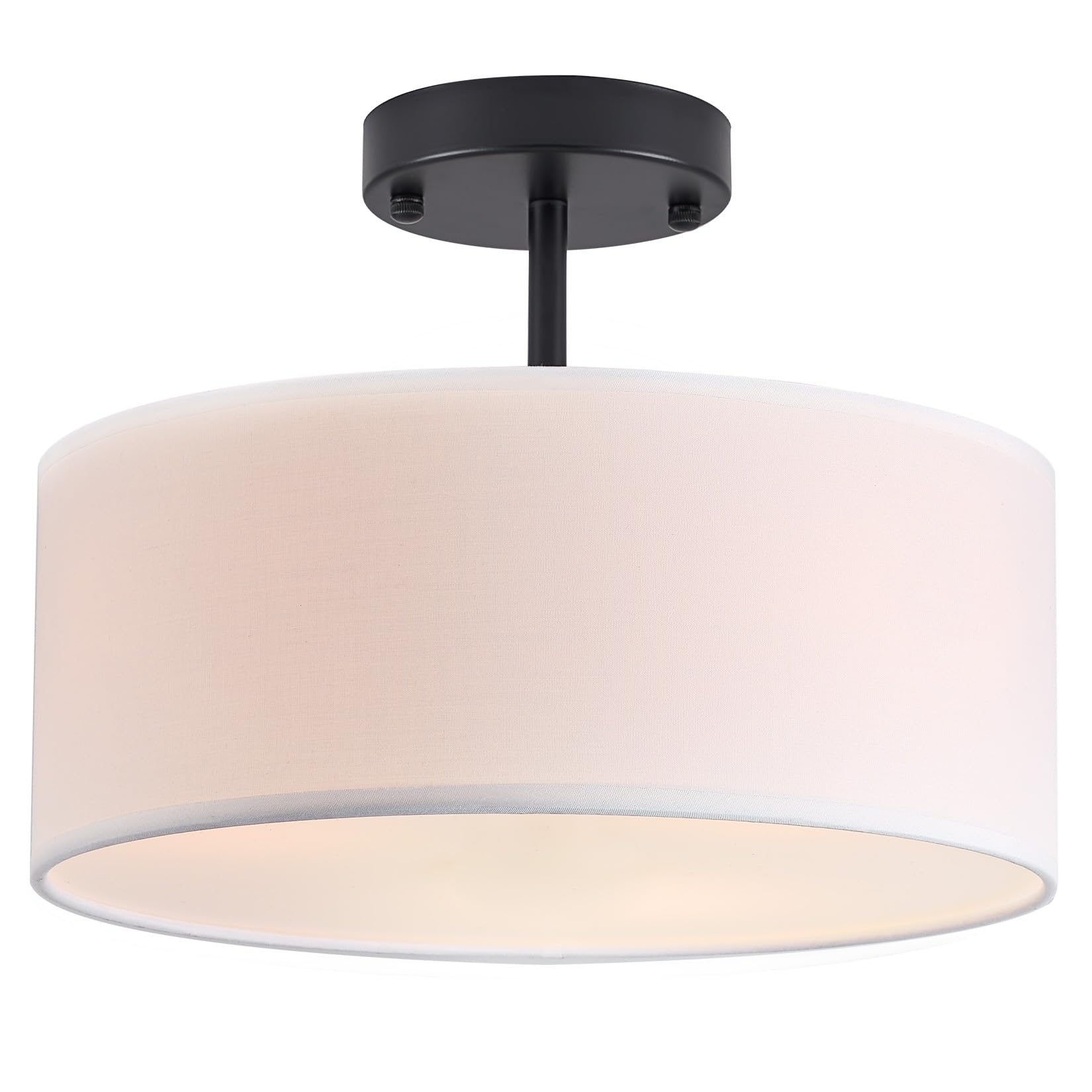 Semi Flush Mount Ceiling Light,13 inch Modern 3-Light Ceiling Light Fixture,Black Semi Flush Mount Light Fixture,Flush Mount Lighting for Bedroom,Dinning Room and Hallway