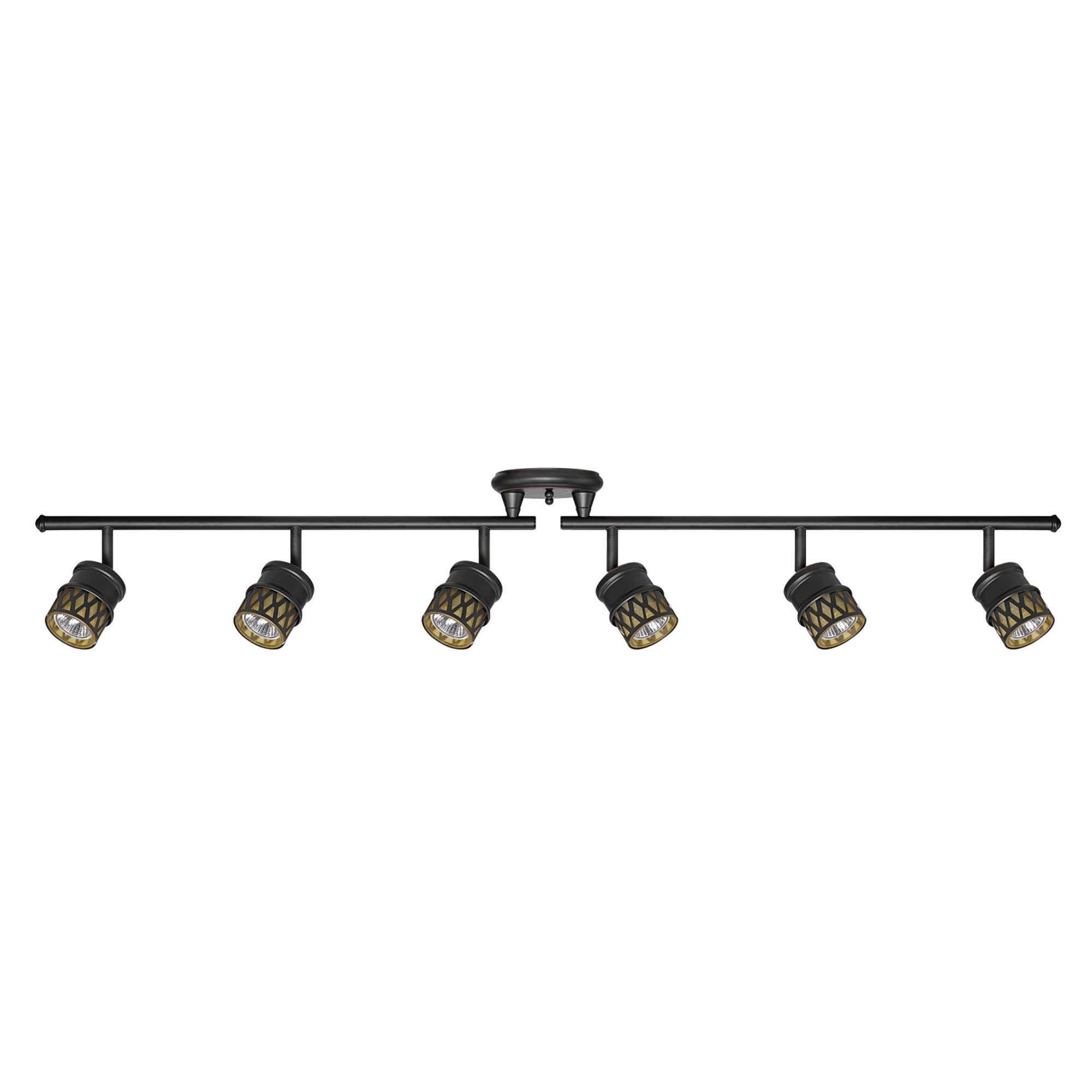 4-Light Track Lighting, Bronze, Oil Rubbed Finish, Champagne Glass Track Heads, Bulbs Included, 465 Lumen