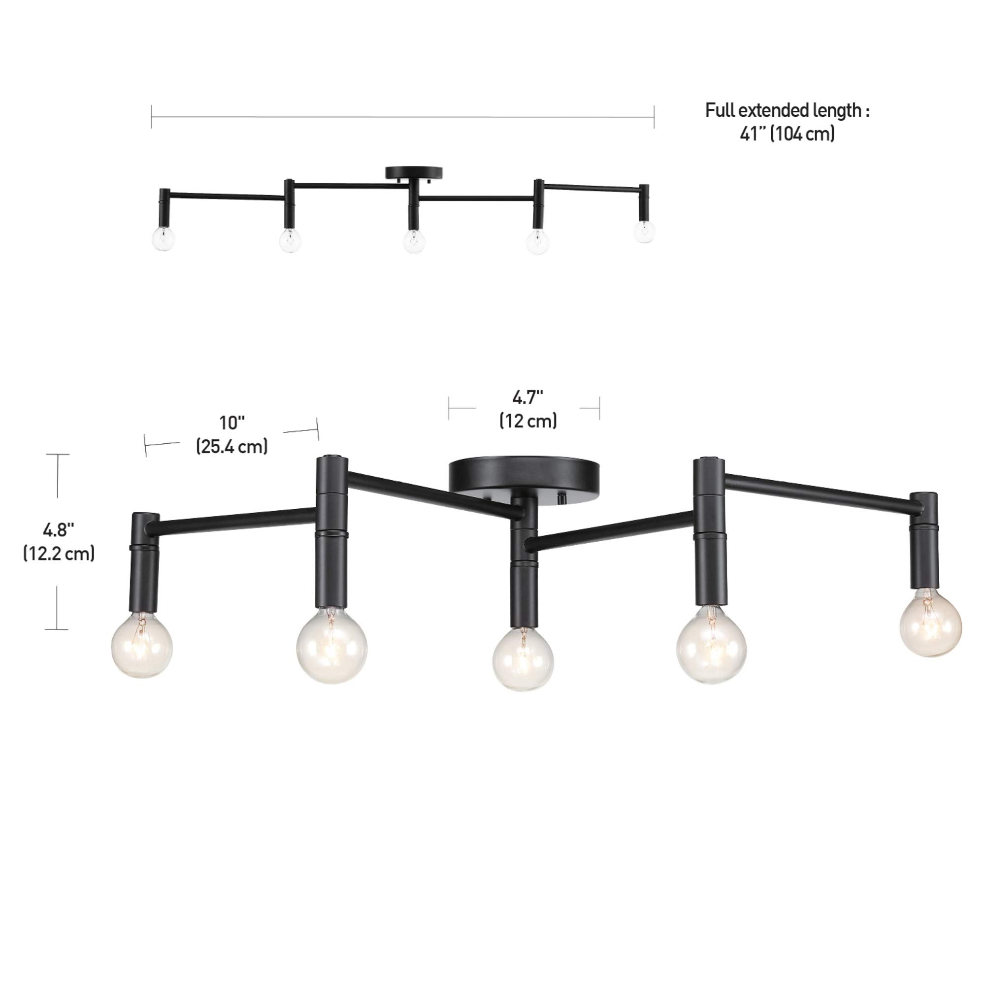 6-Light Track Lighting, Matte Black, Center Swivel Bars