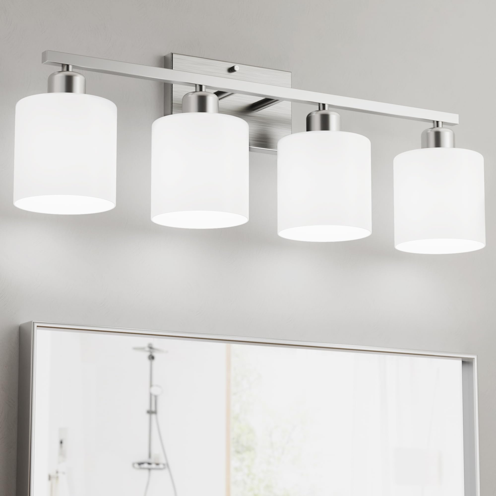 Black Bathroom Light Fixtures Over Mirror, Rustproof Vanity Lights for Bathroom, Modern 3-Light Wall Sconces for Living Room, Milky White Glass Shades, Standard E26 Base, Bulbs Not Included