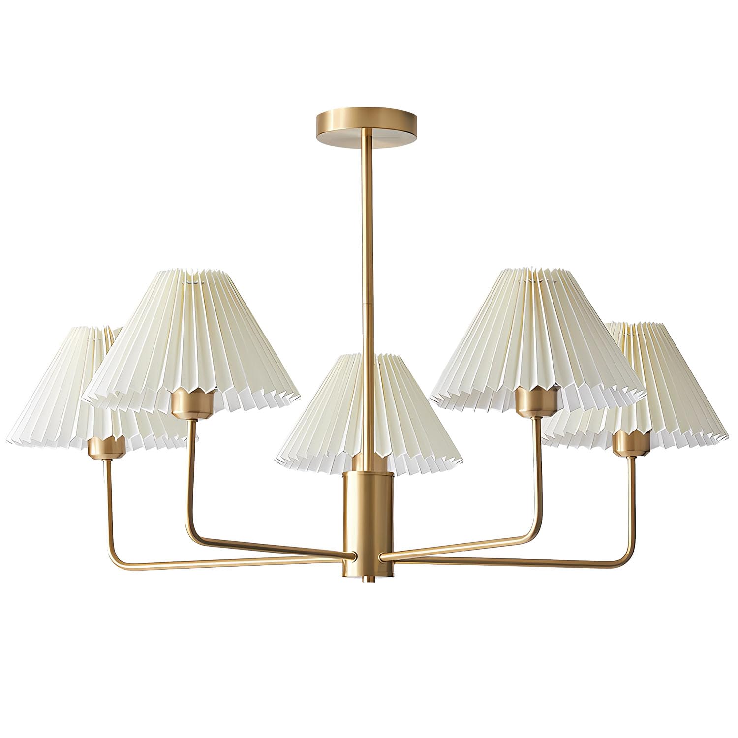 Lighting 3-Lights Pleated Chandelier White Fabric Pendant Light Fixtures Mid Century Modern Gold Sputnik Chandelier Vintage Classic Chandeliers for Dining Room Bedroom