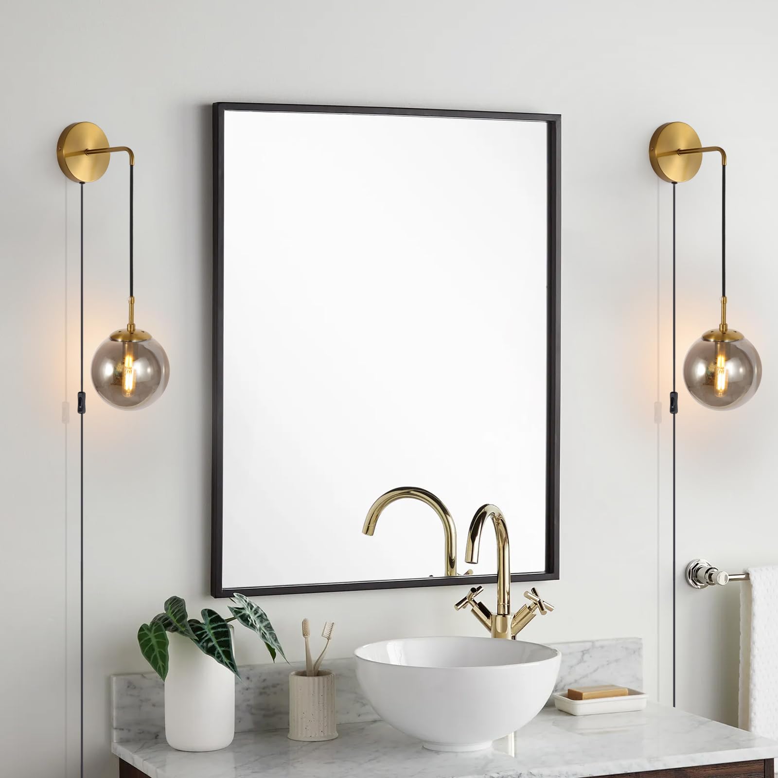 Wall Sconces Set of Two Brushed Brass Gold LED Wall Lights Modern Linear Sconces Wall Lighting Indoor Sconces Wall Decor Set of 2 Wall Lamps for Living Room Wall Scones, Wall Lights Set of 2