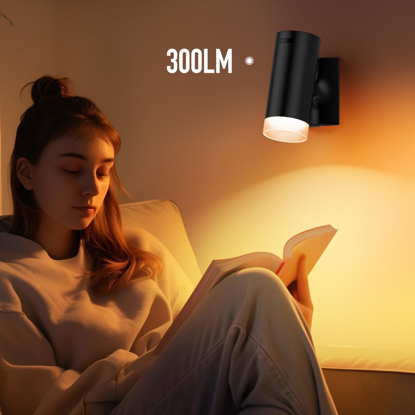 Battery Operated Wall Sconce CCT Dimmable Wireless Reading Light, Rechargeable LED Wall Light with Magnet Ball, Picture Wall Light Decor for Reading Bedroom Bedside