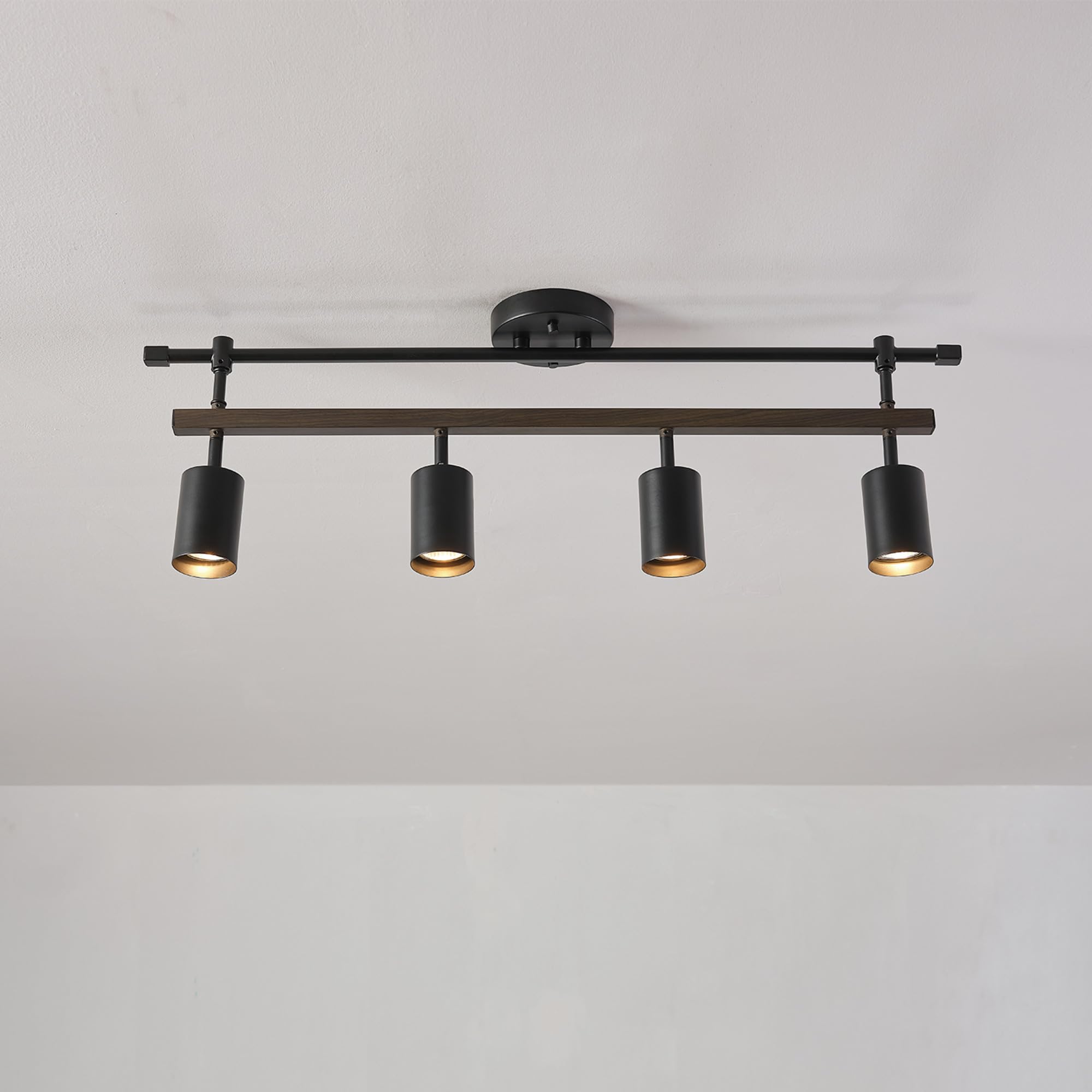 5-Light Track Lighting, Center Swivel Bar, Matte Black, Ceiling Light, Track Light Heads, Pivot Shades, Track Ceiling Light, Track Lighting Kit, 5 Bulb Kitchen Light