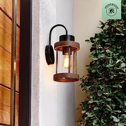 1-Light Outdoor Indoor Wall Sconce, Matte Black, Clear Glass Shade 16